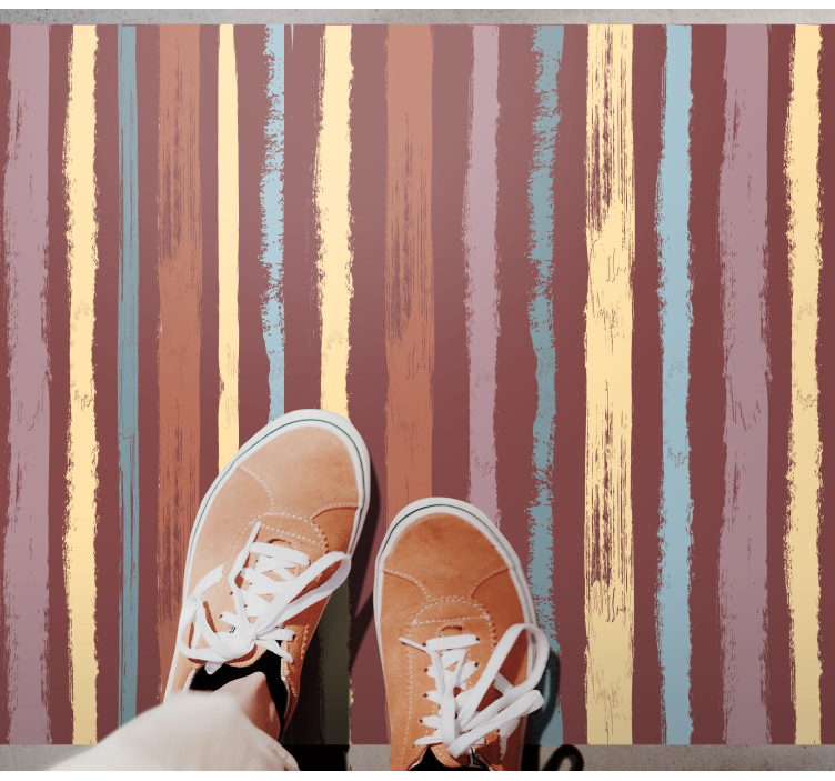 Alfombra vinílica rayas efecto de tela pintada a mano - TenVinilo