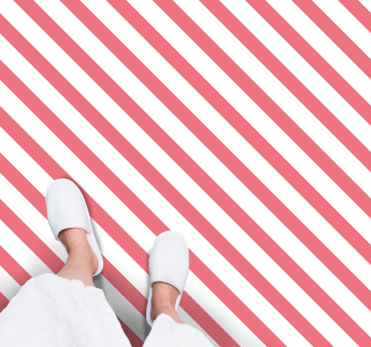 Alfombra vinílica rayas patrón rosa y blanco - TenVinilo