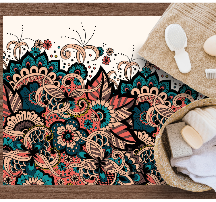 Alfombra vinilo rectangular Ornamento de estilo floral árabe - TenVinilo