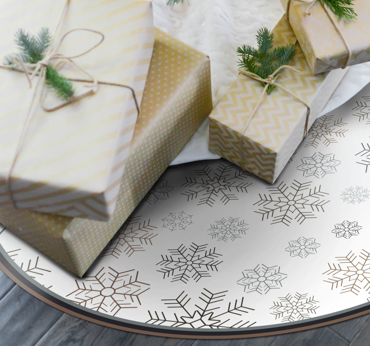 Alfombra vinilo redonda copos nieve grises - TenVinilo