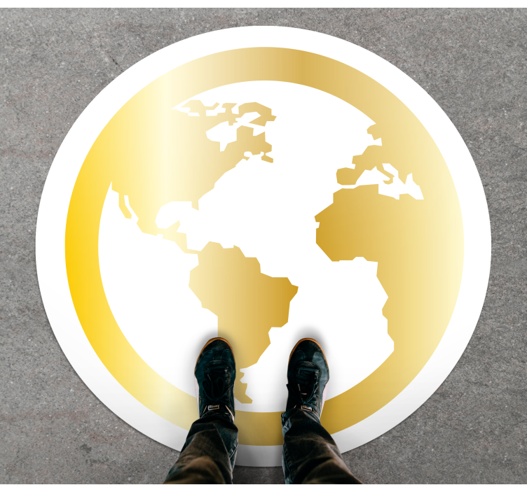 Alfombra vinilo redonda Mapa del mundo de oro - TenVinilo