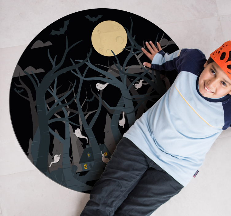 Alfombra vinilo redonda Noche de halloween - TenVinilo