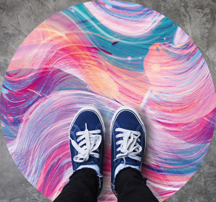Alfombra vinilo redonda Trazos de pintura al óleo de colores - TenVinilo