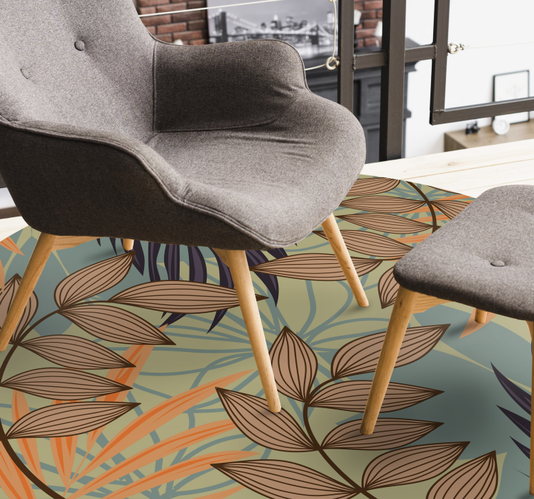 Alfombra vinilo vintage de hojas y ramas - TenVinilo