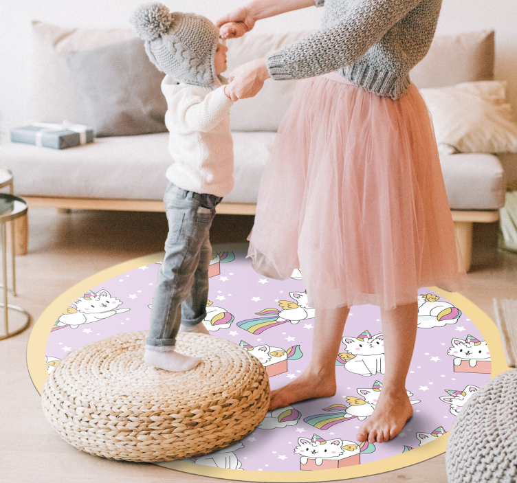 Alfombra vinílica animal gato bebé unicornio - TenVinilo