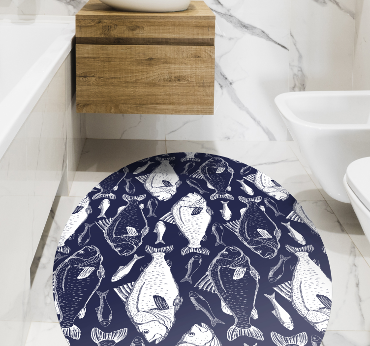 Alfombra vinilo azul peces bajo el mar - TenVinilo