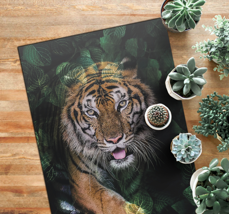 Alfombra vinílica animales tigre en la selva - TenVinilo