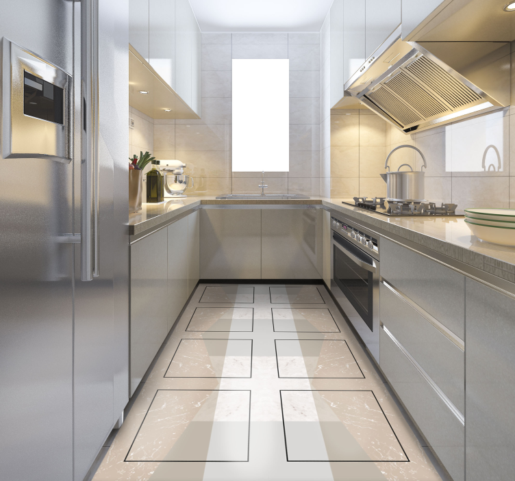 Alfombra vinílica cocina cuadrados de mármol - TenVinilo