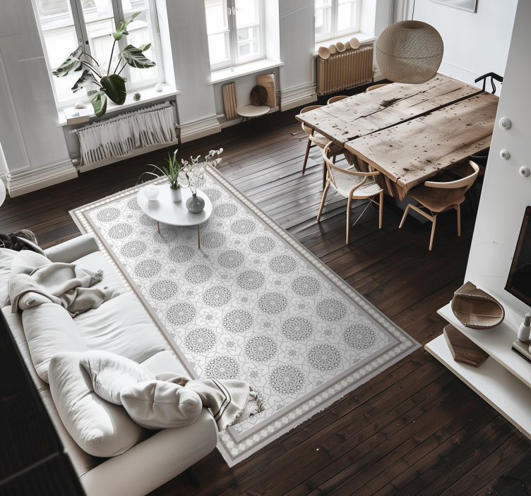 Alfombra vinilo comedor diseño marroquí gris claro - TenVinilo