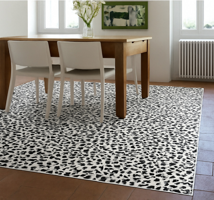Alfombra vinilo comedor estampado de leopardo monocromático - TenVinilo
