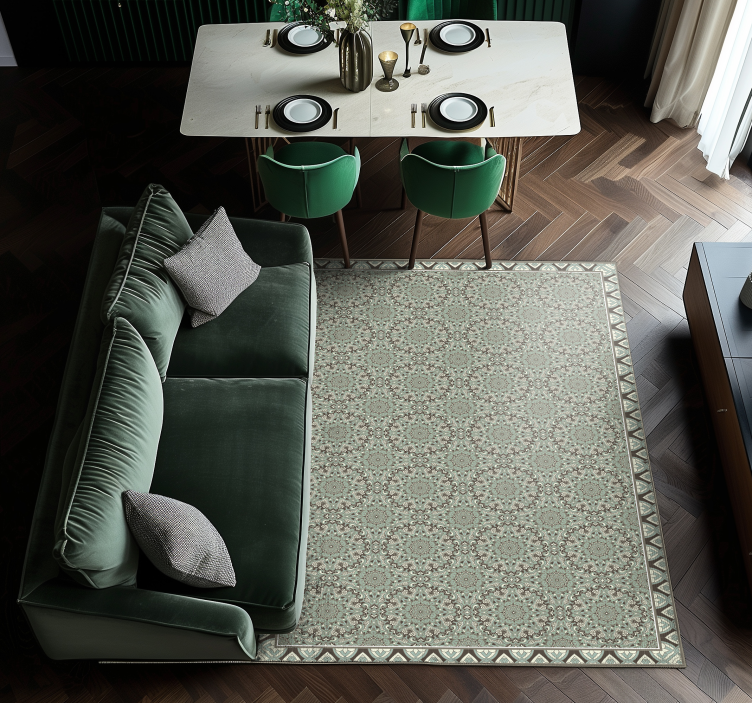 Alfombra vinilo comedor patrón de mosaico floral - TenVinilo