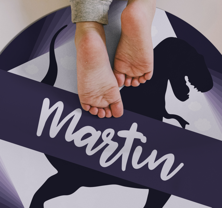 Alfombra vinílica con nombre dinosaurio T-Rex - TenVinilo