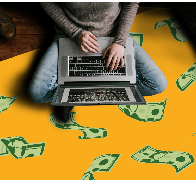 Alfombra vinílica despacho Billetes de un dólar voladores - TenVinilo