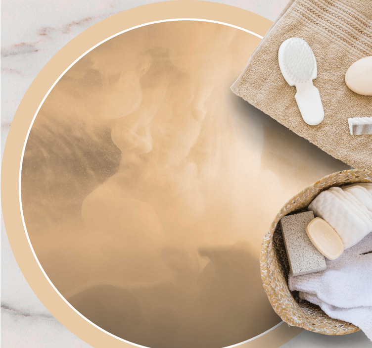 Alfombra vinílica dormitorio Nube beige y textura de humo - TenVinilo