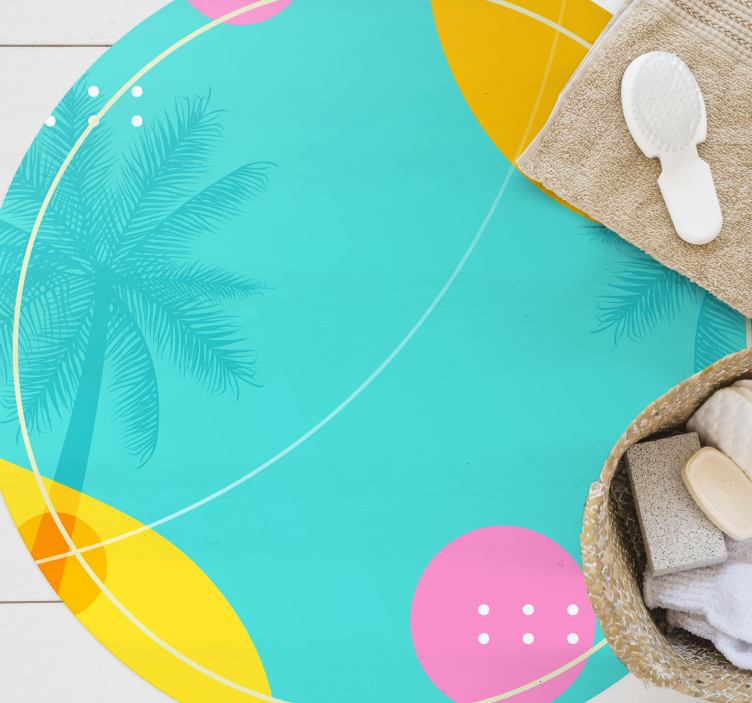 Alfombra vinílica flores decoración de palmeras tropicales - TenVinilo