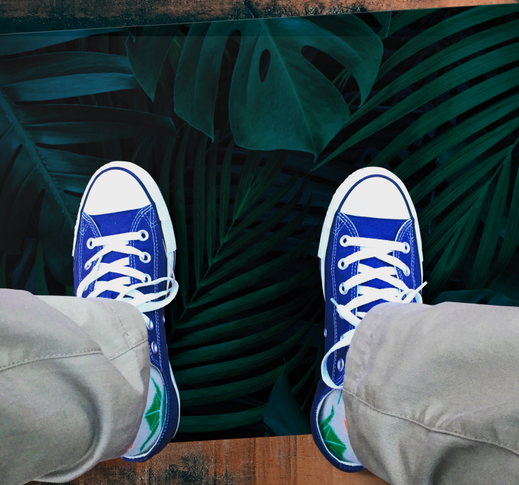 Alfombra vinílica flores follaje tropical - TenVinilo