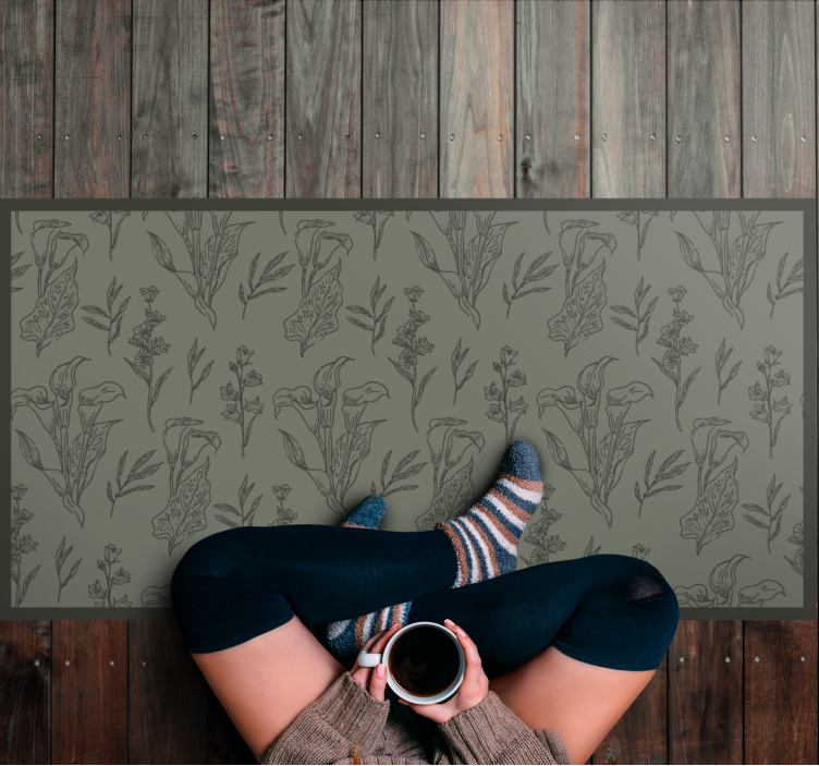 Alfombra vinílica flores ilustraciones botánicas - TenVinilo