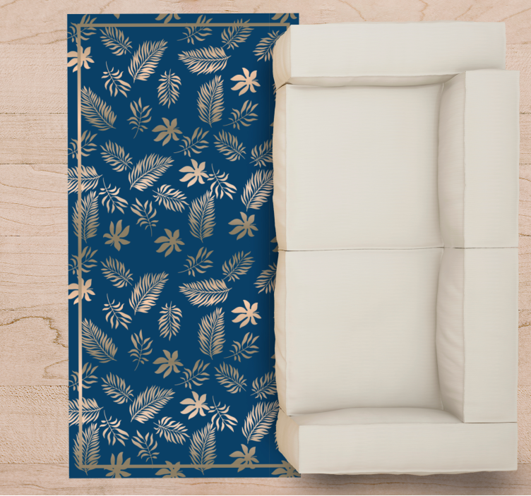 Alfombra vinílica flores patrón de hojas tropicales - TenVinilo