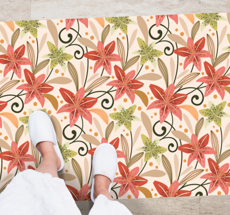 Alfombra vinílica flores patrón de remolino floral - TenVinilo