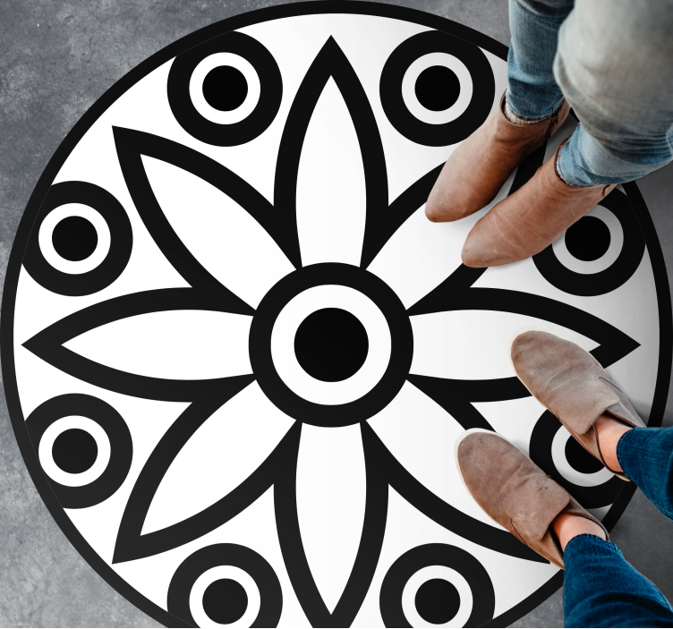 Alfombra vinílica geométrica diseño de mandalas circulares - TenVinilo