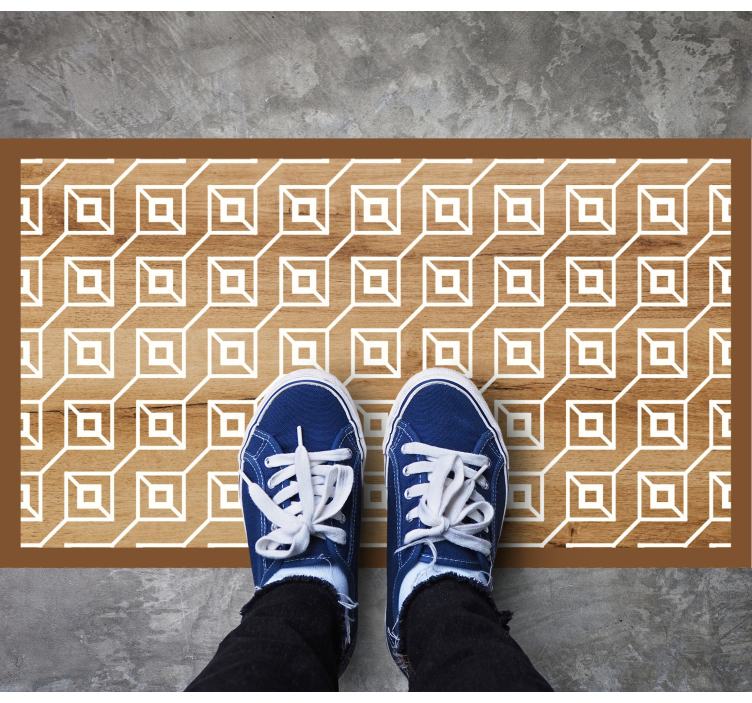Alfombra vinílica hidráulica Patrón de cubos blancos con textura  - TenVinilo