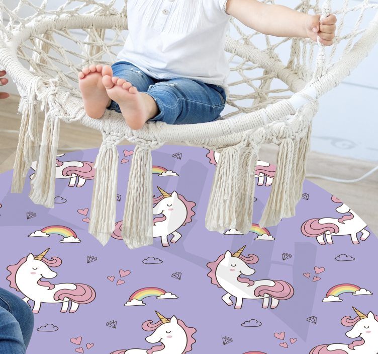 Alfombra vinílica infantil lila de unicornios - TenVinilo