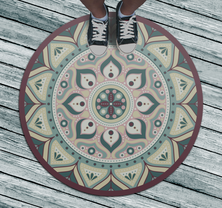 Alfombra vinílica mandala diseño circular mandala - TenVinilo