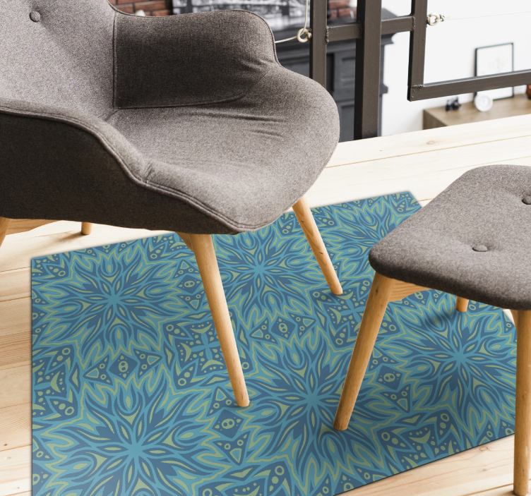 Alfombra vinílica azul simetría inspirada en azul - TenVinilo