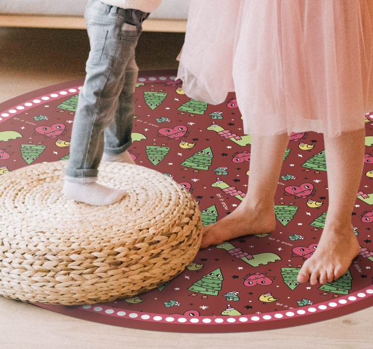 Alfombra vinílica navidad árboles y corazones - TenVinilo