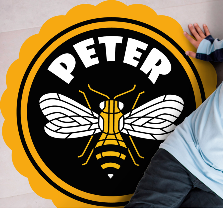 Alfombra vinílica personalizable Abejita de animales geométricos - TenVinilo