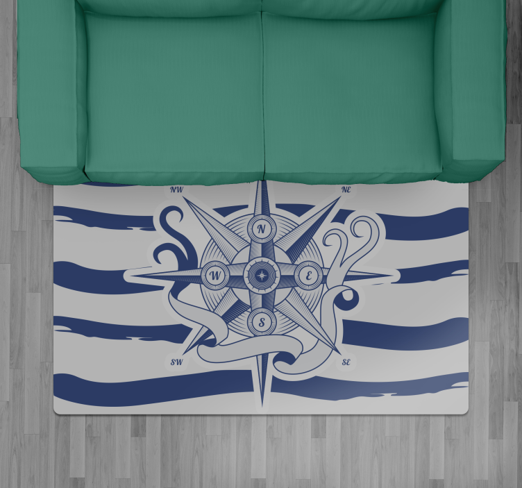 Alfombra vinílica rayas brújula marina - TenVinilo