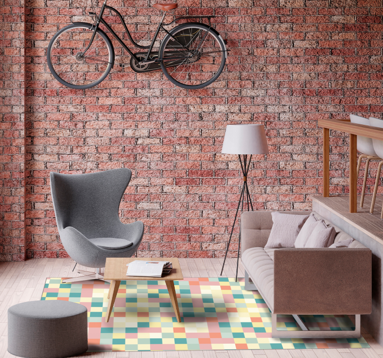 Alfombra vinílica rayas rejilla multicolor - TenVinilo