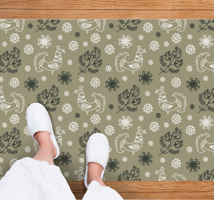 Alfombra vinílica salón Patrón de gallos populares polacos - TenVinilo