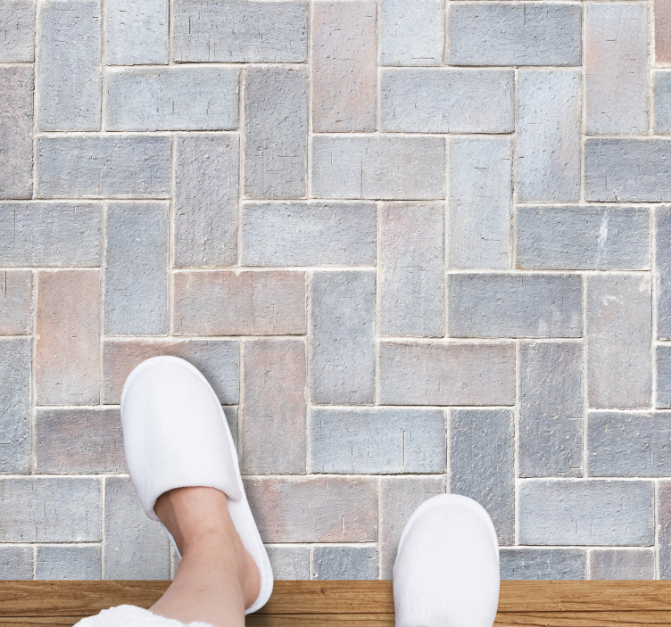 Alfombra vinílica baño baldosas grises - TenVinilo