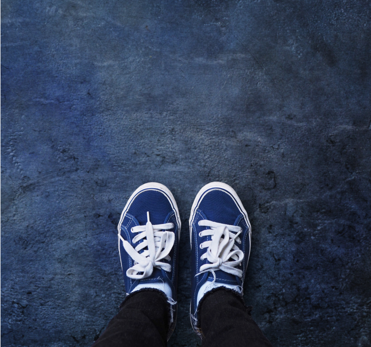 Alfombra vinílica textura Hormigón de estilo industrial azul - TenVinilo