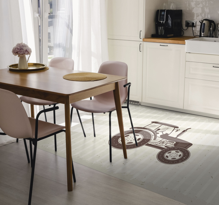 Alfombra vinílica vintage tractor agrícola  - TenVinilo