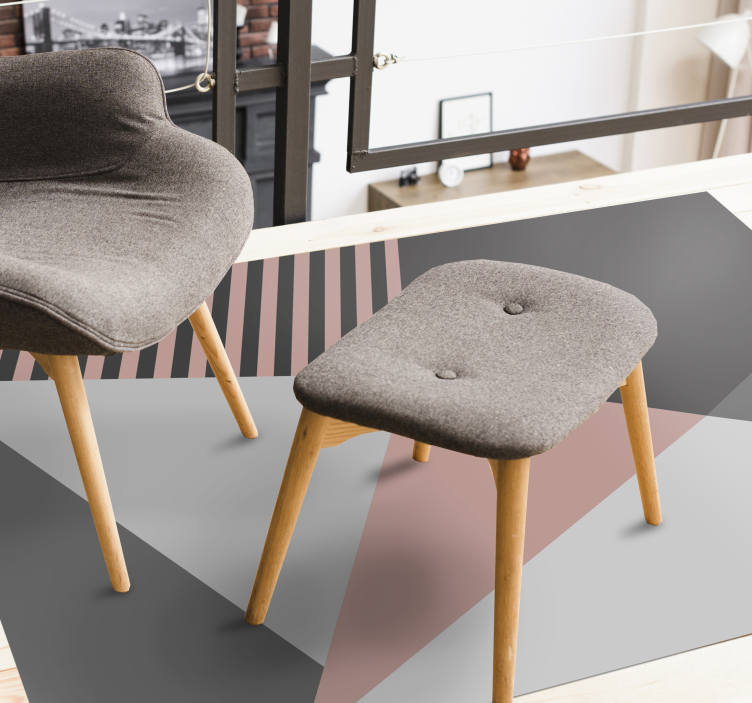 Alfombra de vinilo geométrica Azulejo moderno geométrico rosa y g - TenVinilo