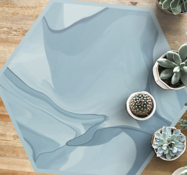 Alfombras vinílicas modernas Forma hexagonal de mármol azul - TenVinilo