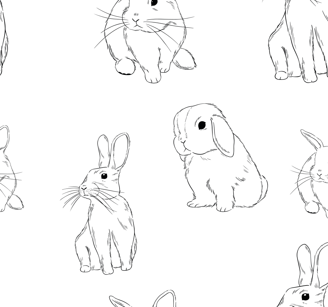 Alfombra vinílica blanca conejitos blancos - TenVinilo