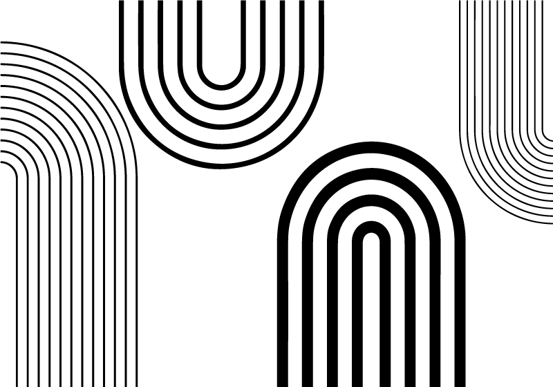 Alfombra vinílica blanca finos arcos negros minimalistas - TenVinilo