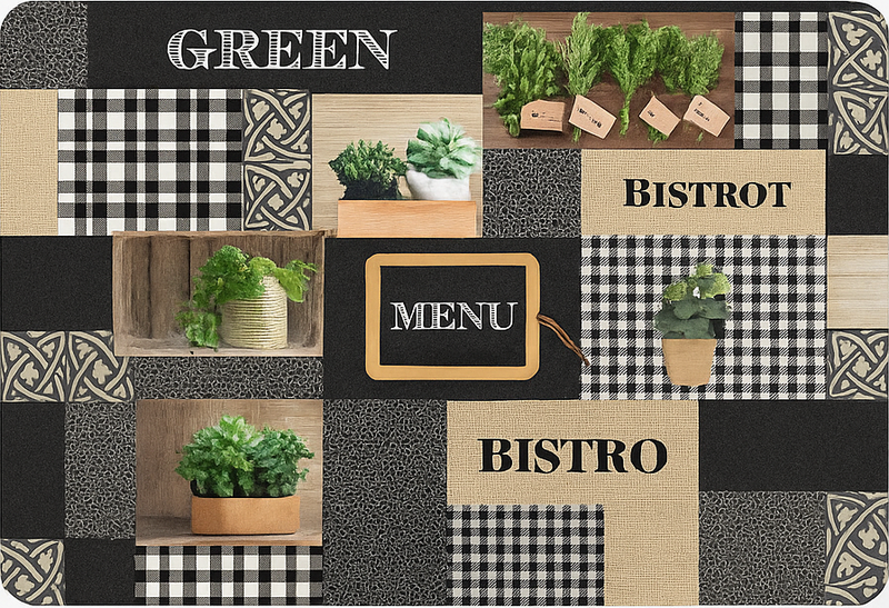 Alfombra vinílica cocina bistró en blanco y negro - TenVinilo