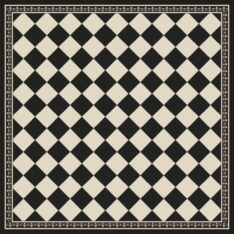 Alfombra vinílica salón tablero de ajedrez negro - TenVinilo