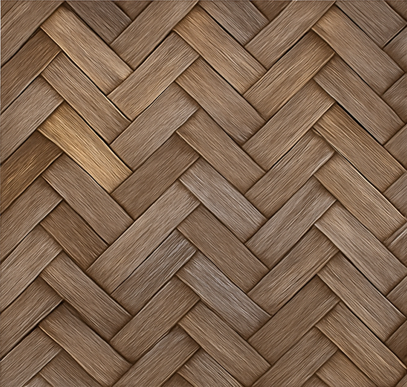 Alfombra vinílica salón aspecto madera trenzada - TenVinilo