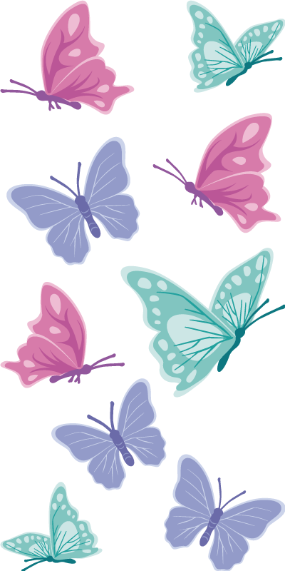 Alfombra vinílica animales mariposas de color pastel - TenVinilo