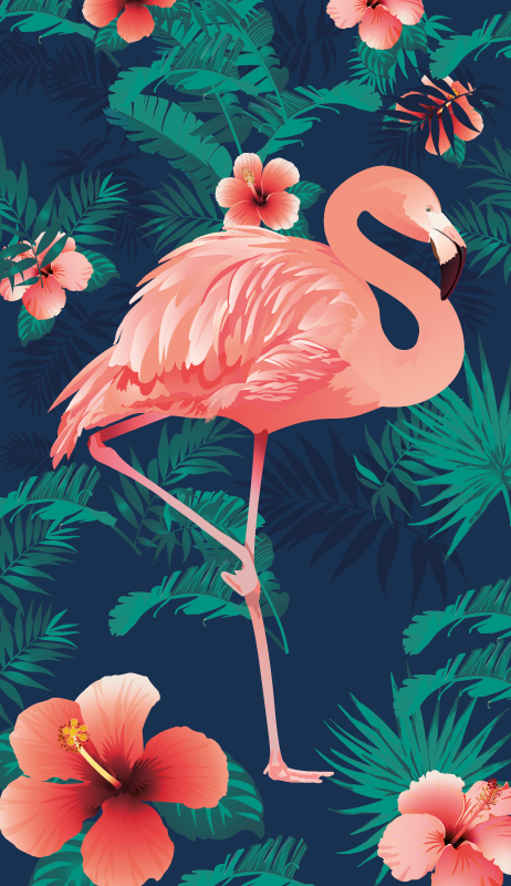 Alfombra vinílica animales flamencos tropicales - TenVinilo