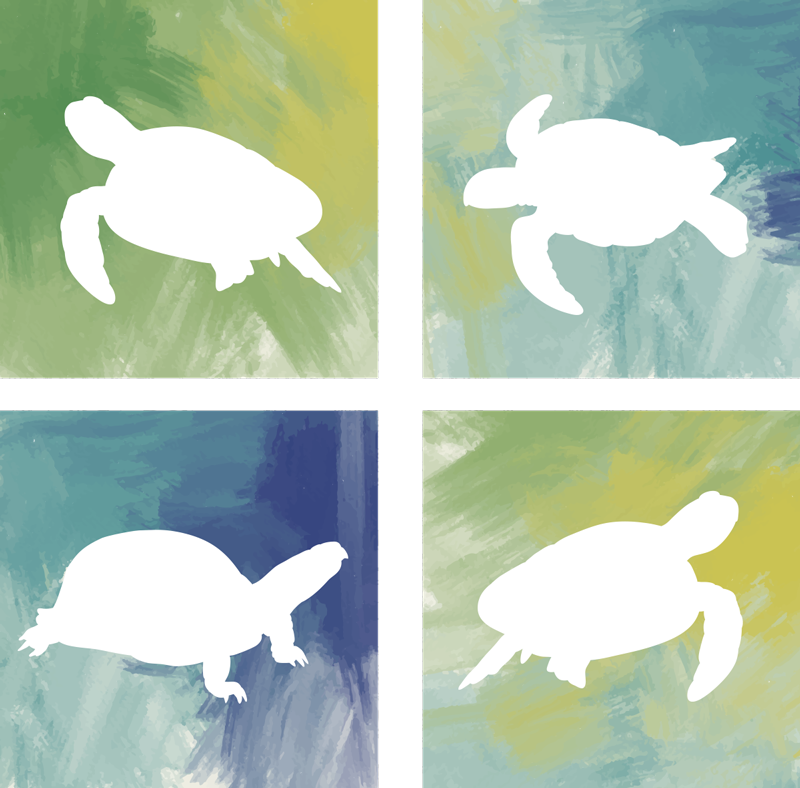 Alfombra vinílica animales pack de tortugas coloridas - TenVinilo