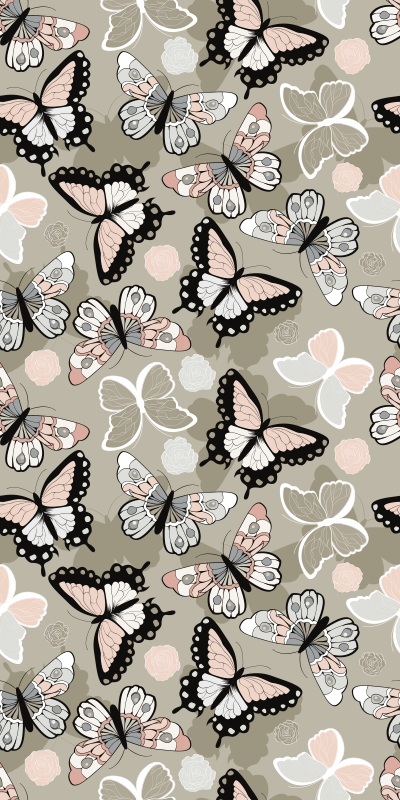 Alfombra vinílica animales mariposas voladoras beige - TenVinilo