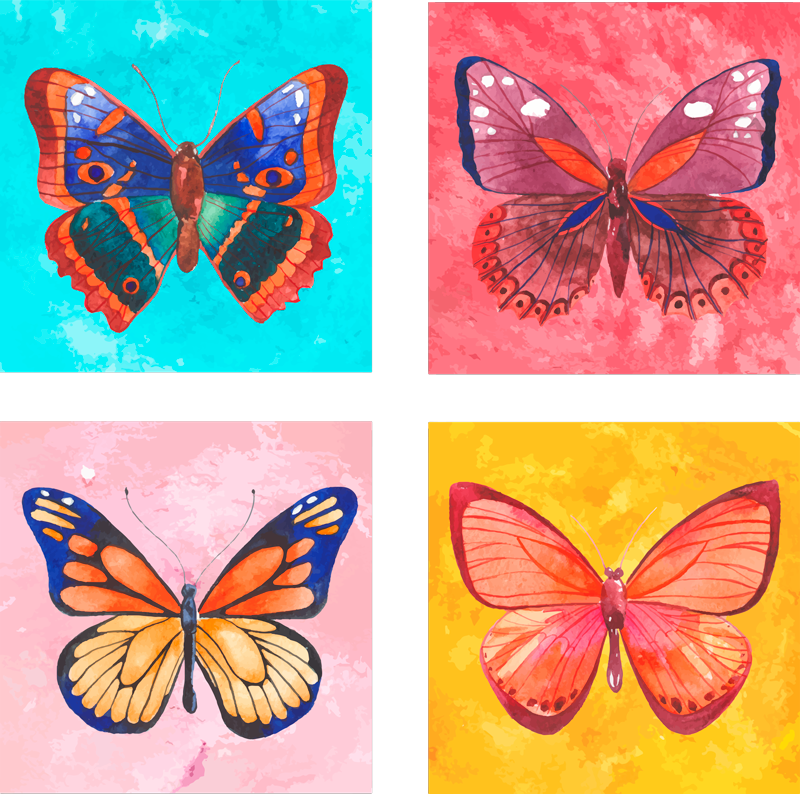 Alfombra vinílica animales azulejos mariposas multicolores - TenVinilo