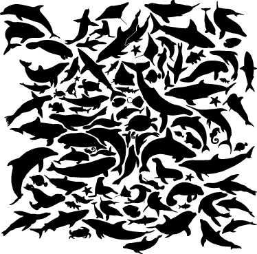 Alfombra vinílica animales negros marinos - TenVinilo