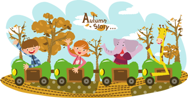 Alfombra vinílica animales tren en otoño - TenVinilo